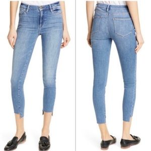 FRAME LE HIGH SKINNY RAW EDGE STAGGER JEANS SIZE 27